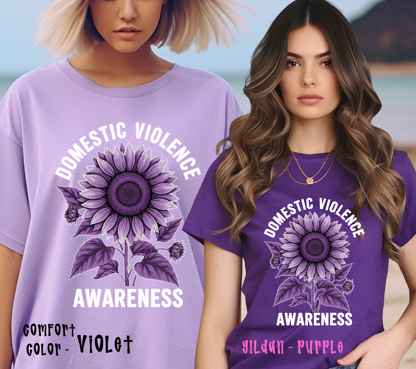 Purple Sunflower Domestic Violence Awareness T-Shirt | Support, Strength & Hope Tee