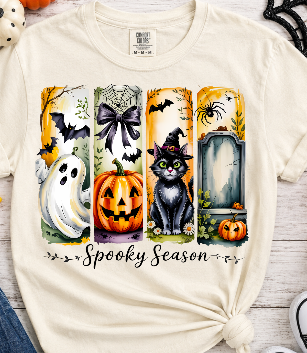 Spooky Season Shirt | Cute Halloween Tee | Ghost Pumpkin Black Cat Shirt | Halloween Graphic Tee | Fall Spooky Shirt