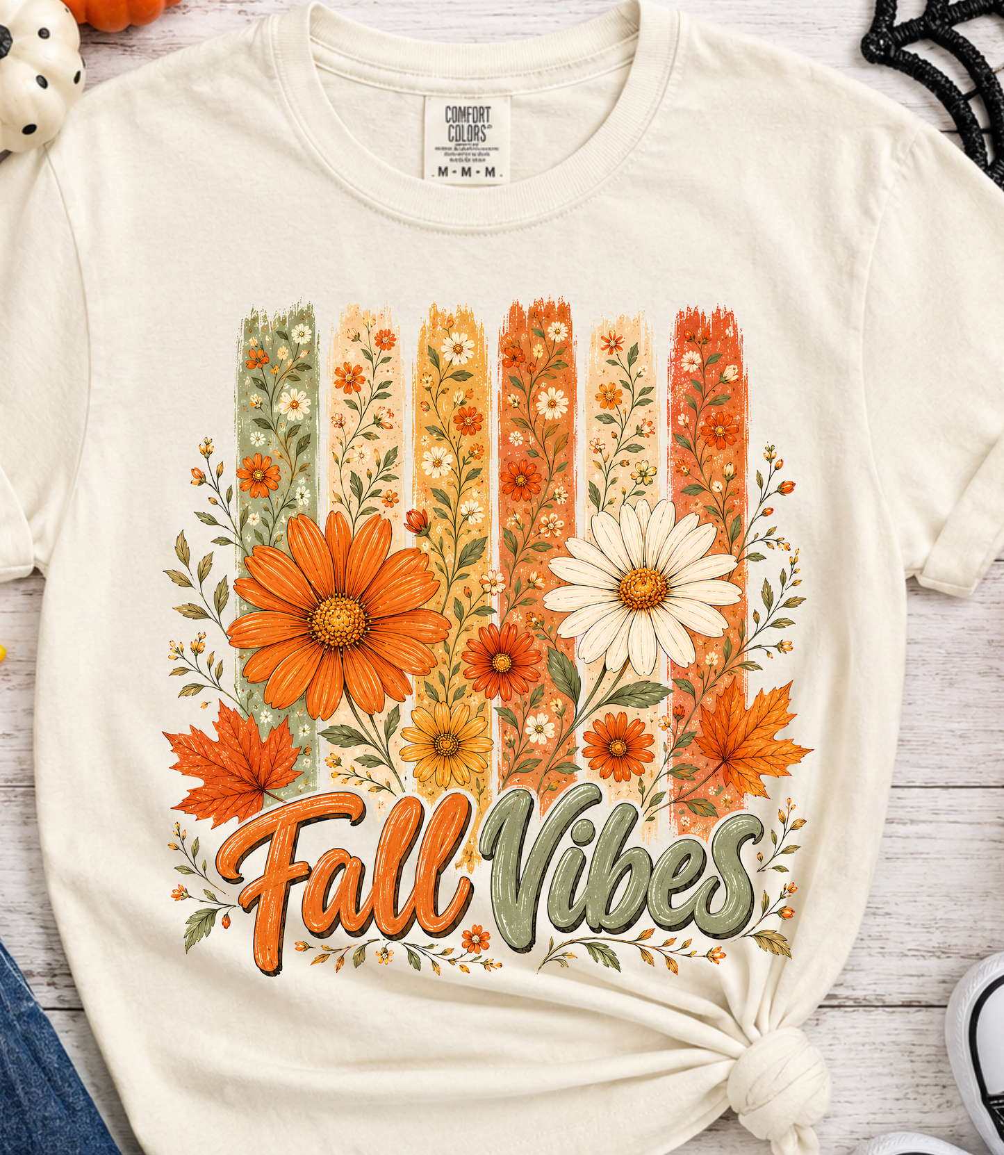 Fall Vibes Shirt | Autumn Floral Tee | Fall Flower Shirt | Vintage Fall Graphic Tee | Orange Daisy Shirt | Cute Thanksgiving Tee