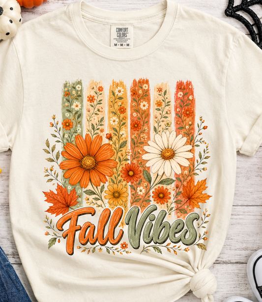 Fall Vibes Shirt | Autumn Floral Tee | Fall Flower Shirt | Vintage Fall Graphic Tee | Orange Daisy Shirt | Cute Thanksgiving Tee