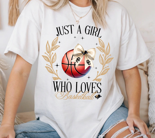 Just a Girl Who Loves Basketball Shirt | Basketball Mom & Fan Tee | Game Day Sports Graphic T-Shirt | Youth & Adult Sizes