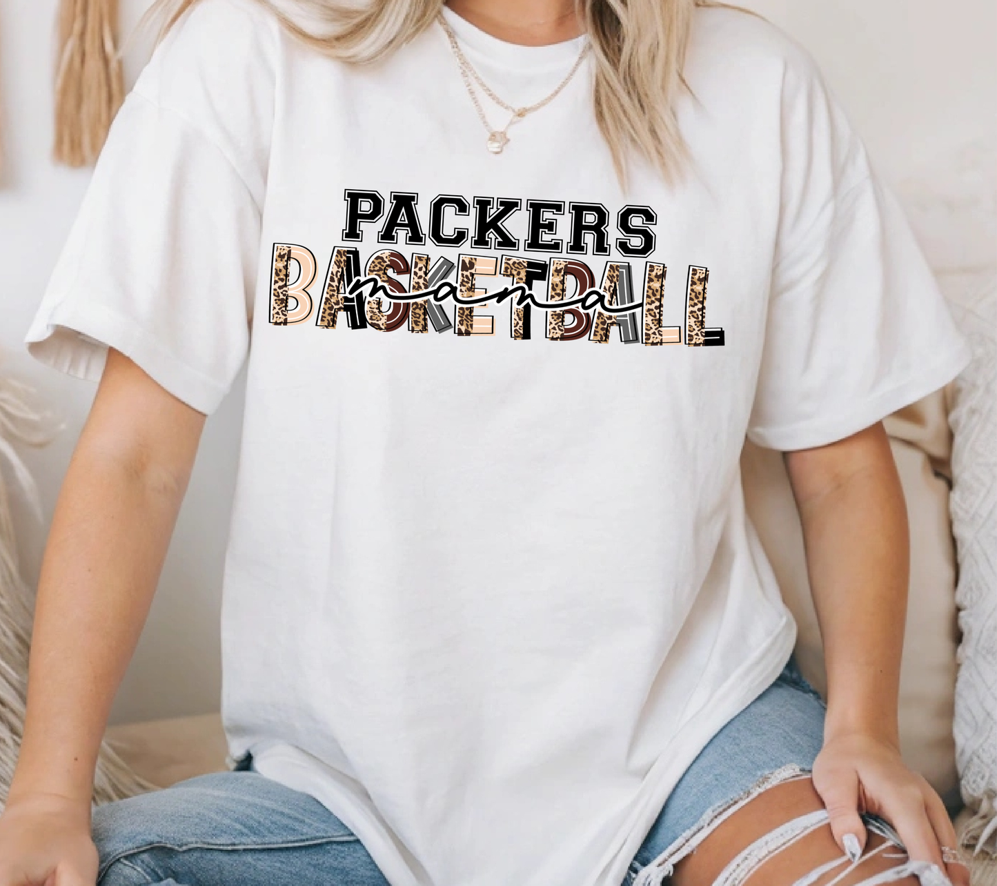 Packers Basketball Mama Shirt | Women’s Game Day Team Spirit T-Shirt | Leopard Print Basketball Fan Tee