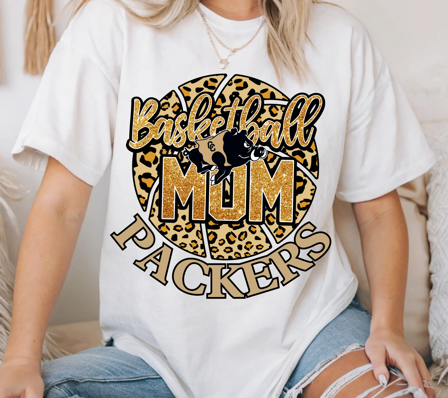 Basketball Mom Shirt | Leopard Print Basketball Mom Tee | Women’s Game Day Sports Graphic T-Shirt