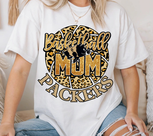 Basketball Mom Shirt | Leopard Print Basketball Mom Tee | Women’s Game Day Sports Graphic T-Shirt