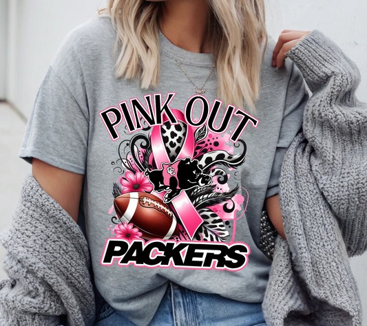 Pink Out Packers Breast Cancer Awareness T-Shirt (#1)