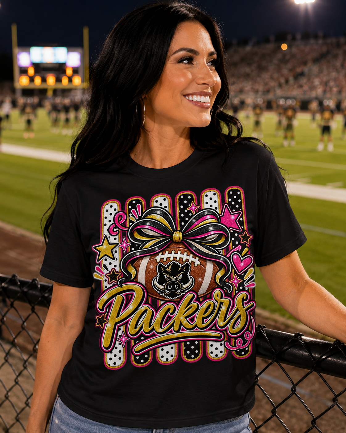 Colquitt County Packers Shirt | Packer Football Game Day Tee | Pink Black Gold Spirit Shirt | Football Mom Shirt | CCHS Packers Tee