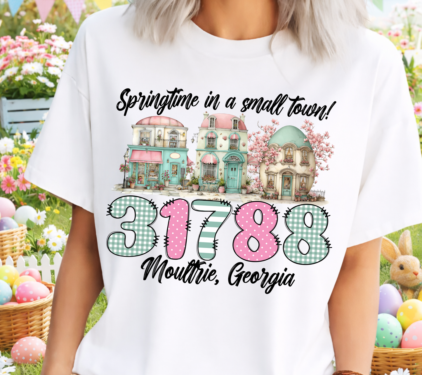 Springtime In A Small Town Custom Zip Code Spring/Easter Shirt - Any City