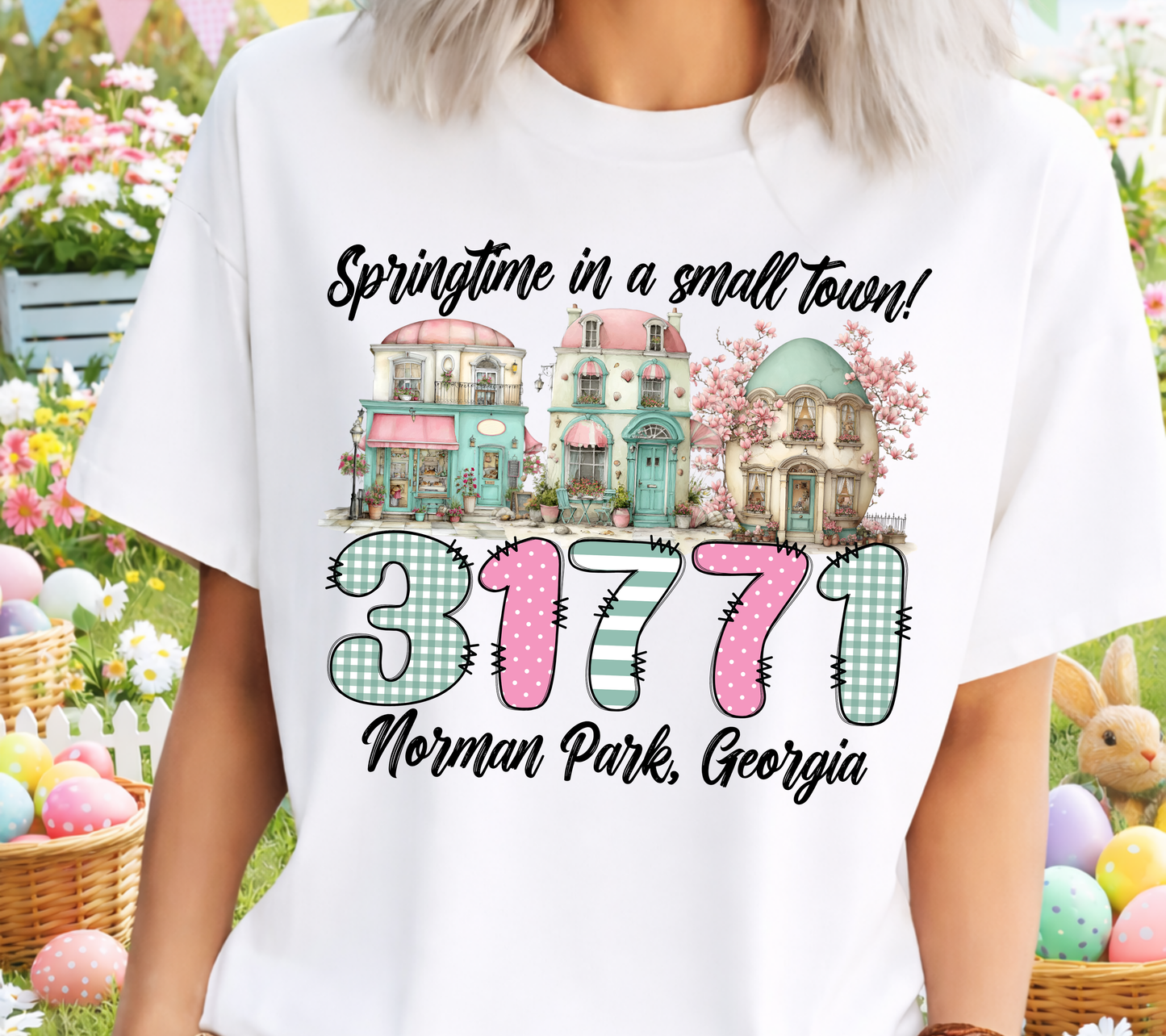 Springtime In A Small Town Custom Zip Code Spring/Easter Shirt - Norman Park Georgia