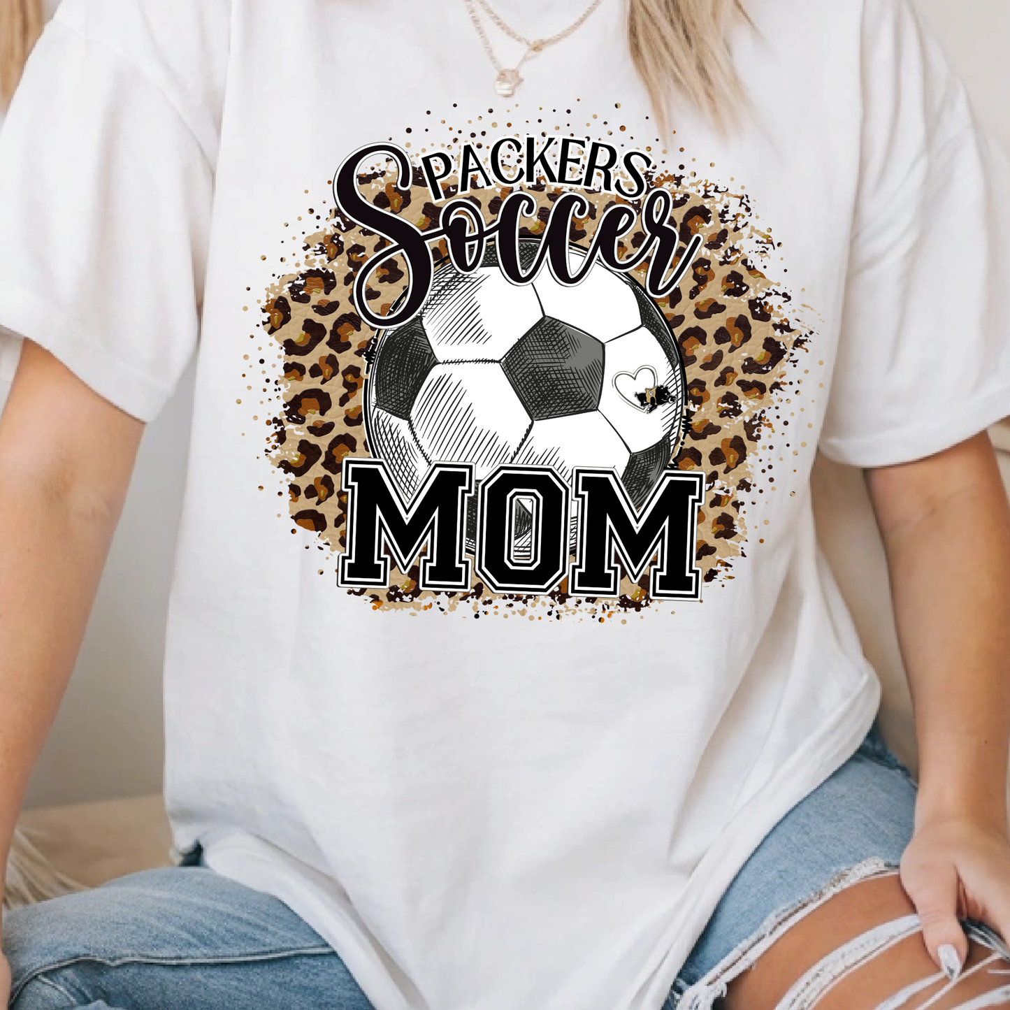 Packers Soccer Mom Shirt | Leopard Print Soccer Mom Tee | Black & Gold Game Day Spirit Shirt