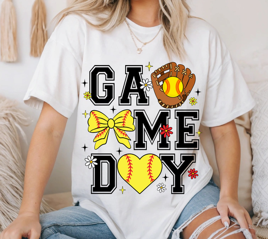 Softball Game Day Shirt, Cute Softball Mom Tee, Game Day Softball Shirt, Bow Softball Graphic Tee, Sports Fan Shirt