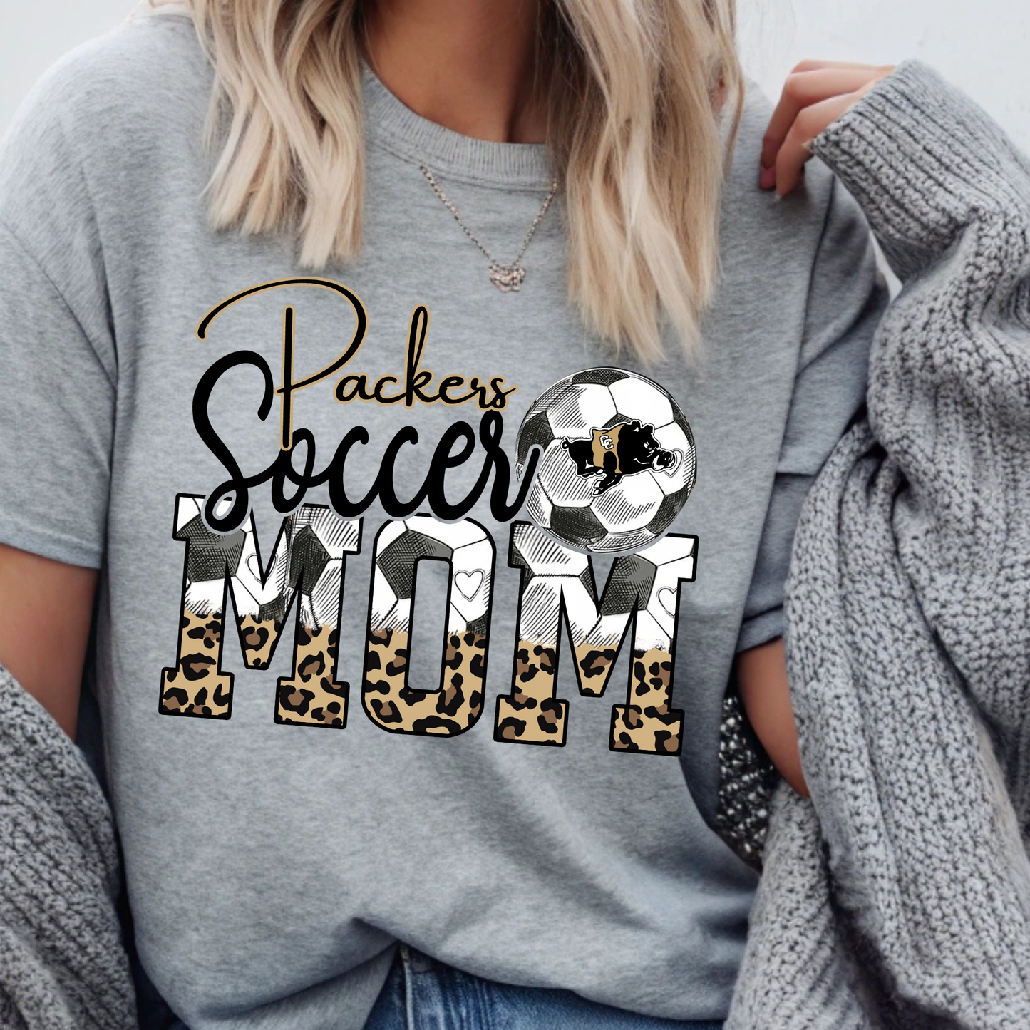 Packers Soccer Mom Shirt | Leopard Print Soccer Mom Tee | Black & Gold Game Day Fan Shirt