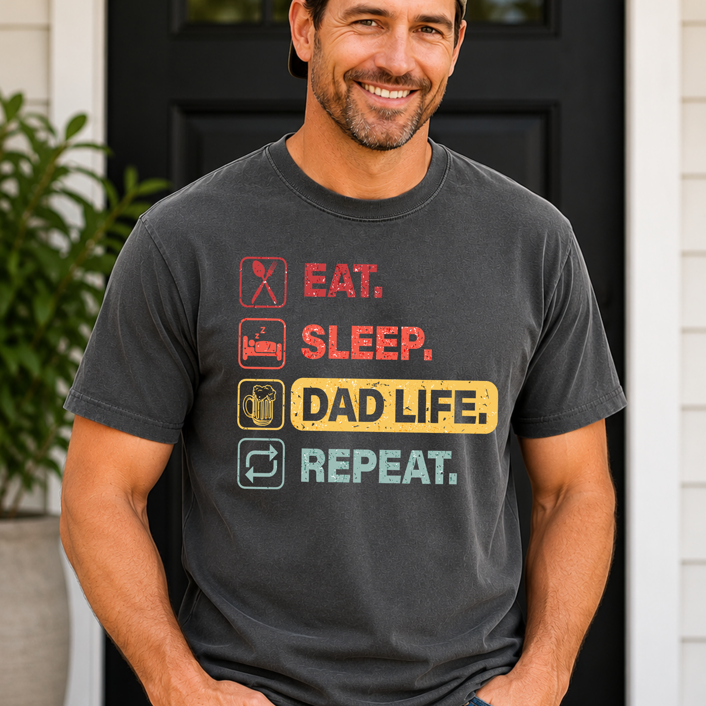 Eat Sleep Dad Life Repeat Shirt, Funny Dad Shirt, Father’s Day Graphic Tee, Cool Dad Life Shirt, Gift for Dad or Husband