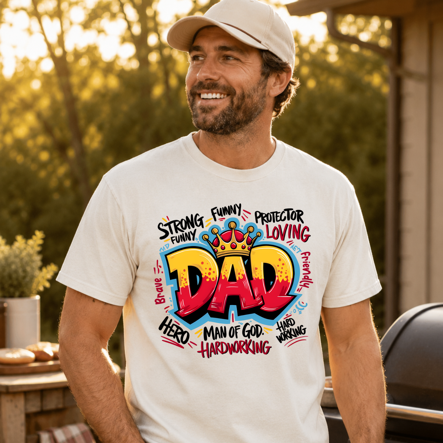 Dad Hero Shirt, Funny Father’s Day Tee, Hardworking Dad Graphic Shirt, Man of God Dad Tee, Cool Trendy Gift for Dad