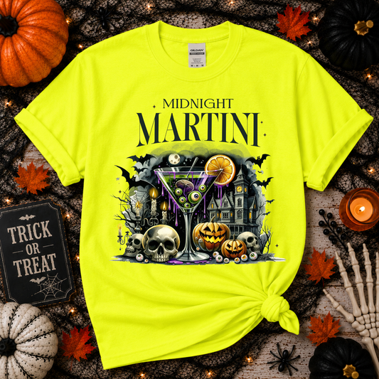 Midnight Martini Halloween Shirt | Spooky Cocktail Halloween Tee | Witchy Martini Graphic T-Shirt
