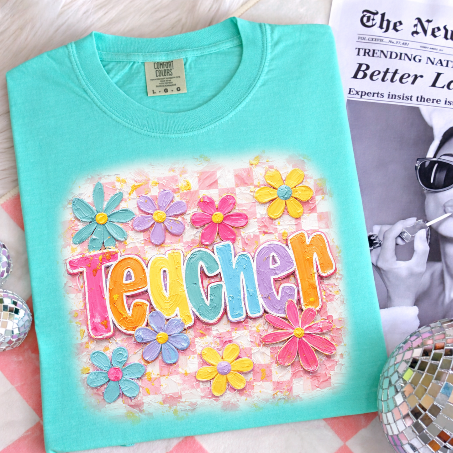 Colorful Teacher Shirt, Retro Floral Teacher Tee, Cute Teacher Gift, Spring Teacher Shirt, Boho Teacher Tee, Teacher Appreciation Shirt