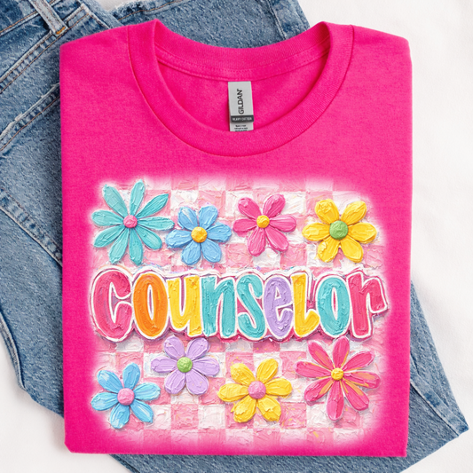 Counselor Shirt, School Counselor Shirt, Counselor Appreciation Gift, Mental Health Shirt, Colorful Floral Counselor Tee, Cute Counselor Shirt