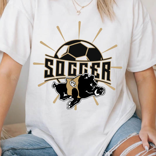 Colquitt County Packers Soccer Shirt | Black & Gold School Spirit T-Shirt | Unisex Game Day Soccer Fan Tee