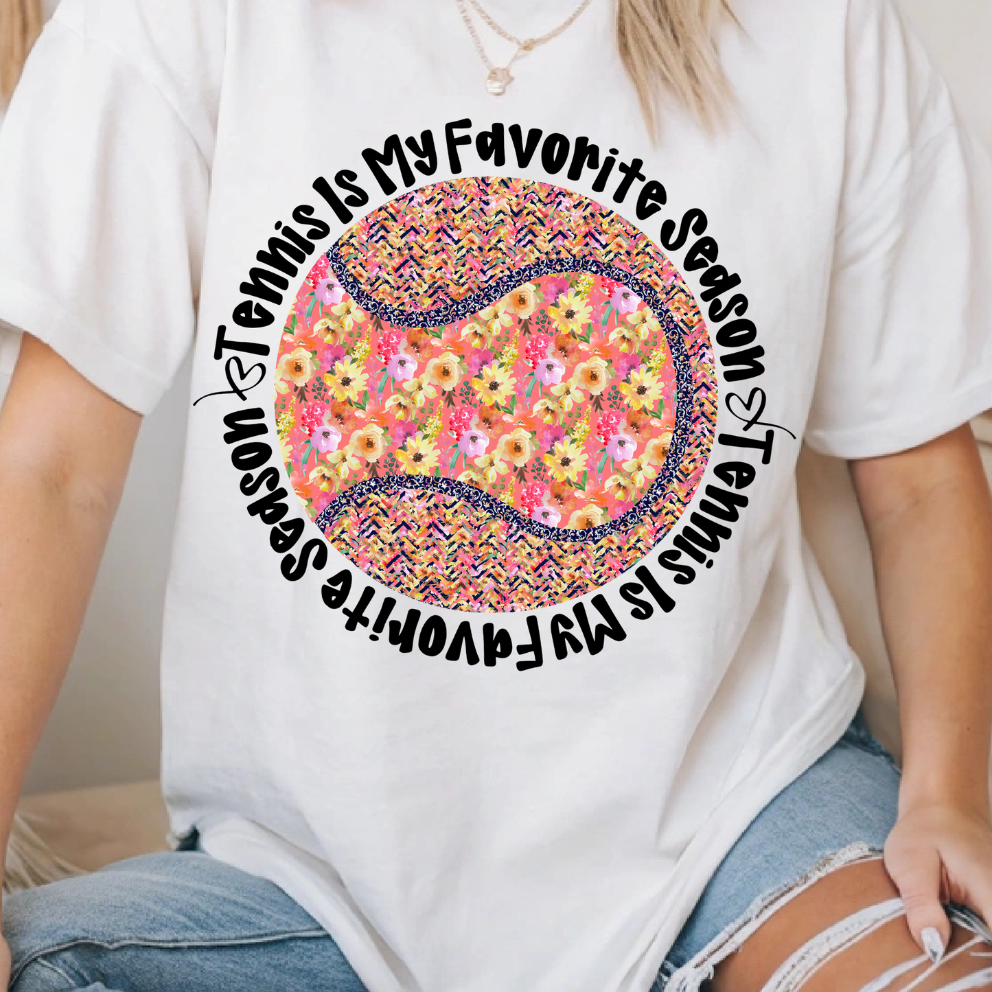 Tennis Is My Favorite Season Shirt – Floral Tennis Ball Graphic Tee | Cute Tennis Mom Shirt | Spring Tennis Lover T-Shirt