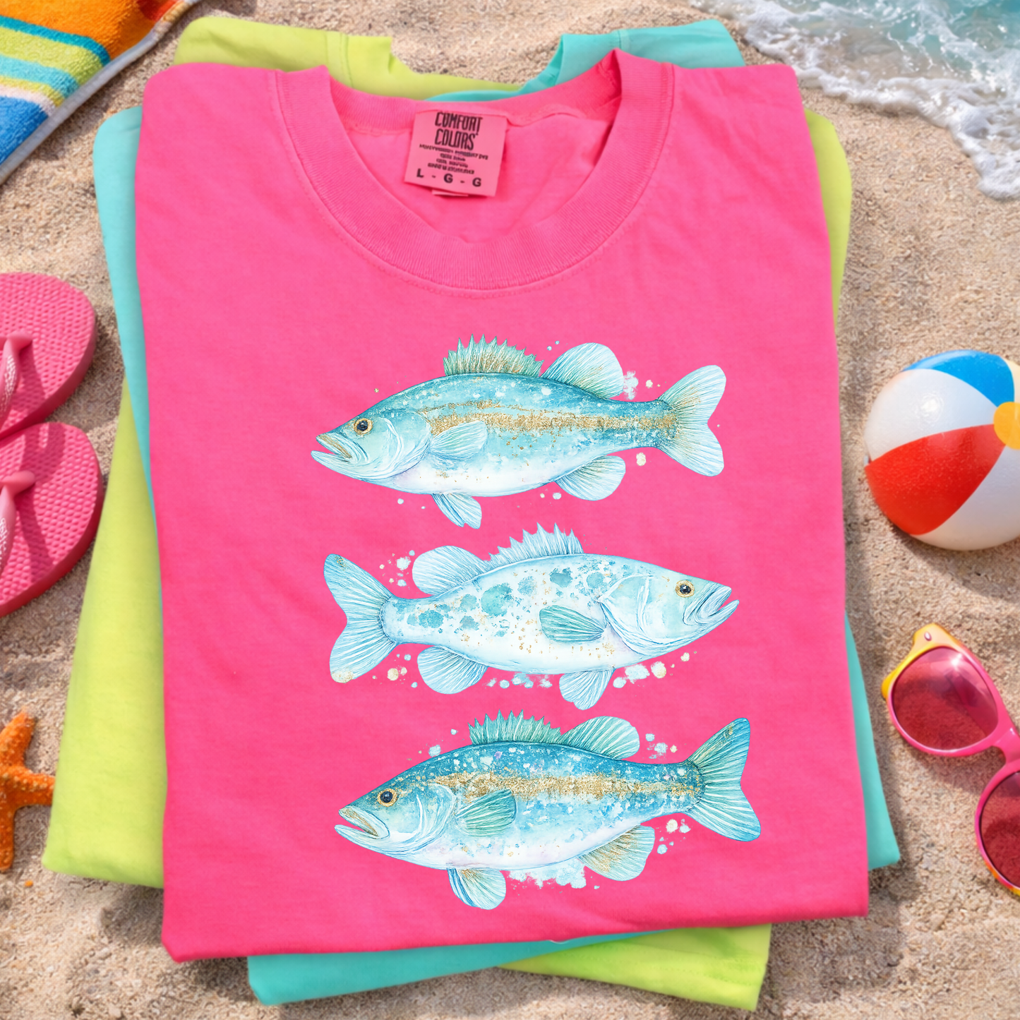 Coastal Fish Graphic T-Shirt, Beach Fishing Tee, Watercolor Fish Shirt, Ocean Summer Tee, Cute Coastal Graphic Shirt for Women Kids Adults