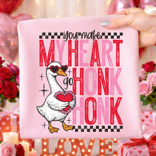You Make My Heart Go Honk Valentine Shirt | Cute Goose Valentine T-Shirt for Kids & Adults