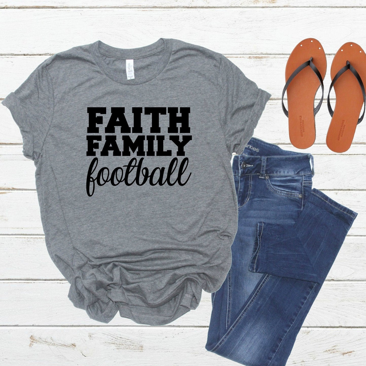 Faith Family and Football Tee, Game Day Football Shirt, Ladies Football Shirt, Cute Football Shirt For Women, Football Mom Shirt, Football