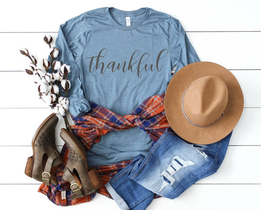 Thankful Shirt, Thanksgiving Shirt, Long Sleeve Shirt, Thanksgiving Long Sleeve Shirt,  Blessed, Fall Shirt, Autumn,