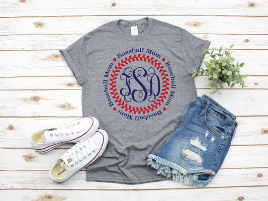 Baseball Mom Shirt, Baseball Mom Monogram Shirt, Trendy Tshirt, Gildan Unisex Shirt, Baseball, Baseball Shirt, Monogram, Monogram Shirt,