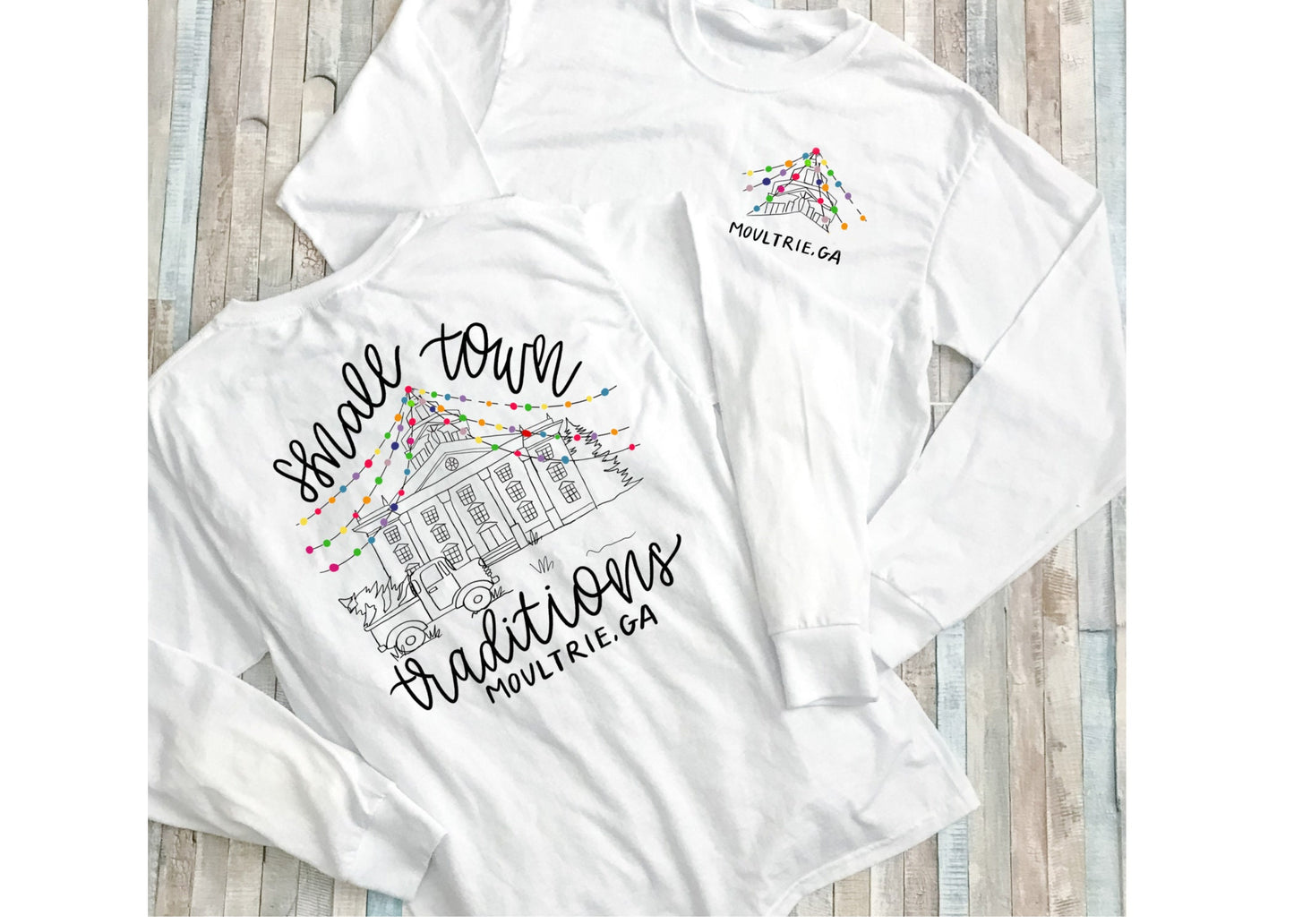 Small Town Traditions, Christmas Shirt, Courthouse Christmas Lighting Shirt, Unisex Long Sleeve, Christmas, Merry Christmas, Farm truck