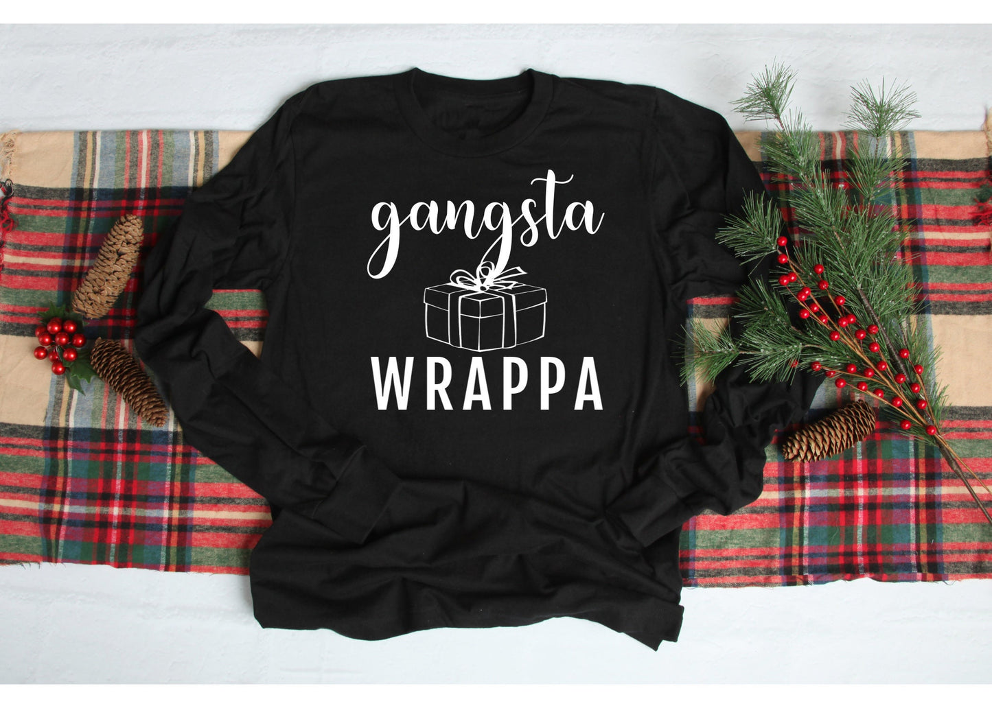 Gangsta Wrappa, Christmas Shirt, Women Design Christmas Shirt, Unisex Long Sleeve, Christmas, Merry Christmas, Gangster Wrapper