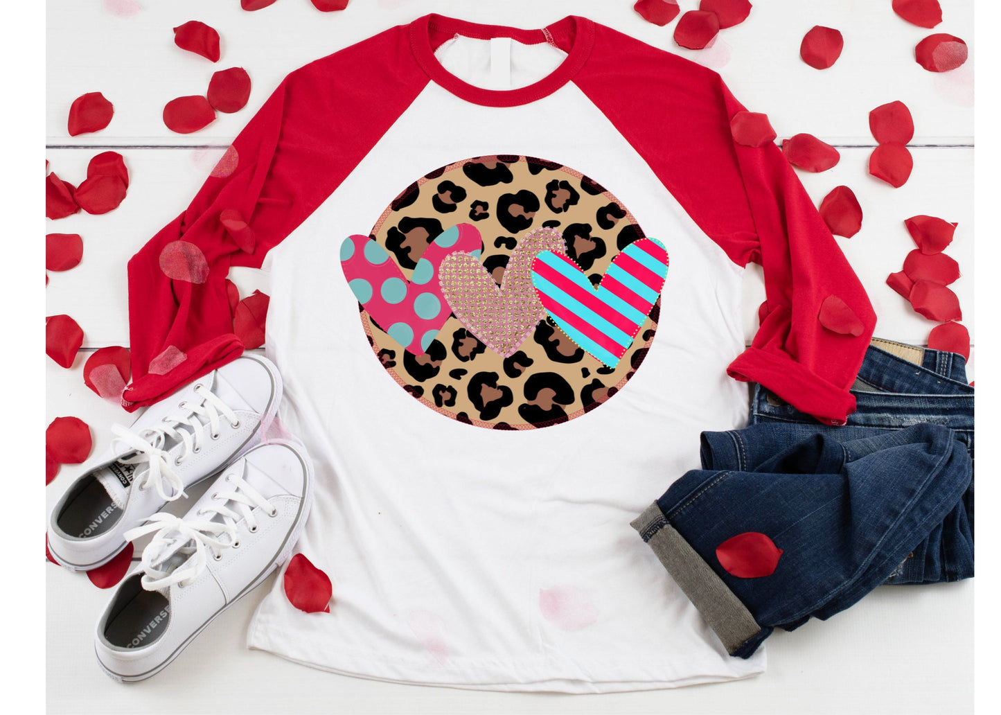 Cheetah Hearts, Valentines Shirt, Valentines Day Shirt, Cute Valentine Shirt, Valentine's Day Shirt, Love Shirt, Raglan Unisex tee