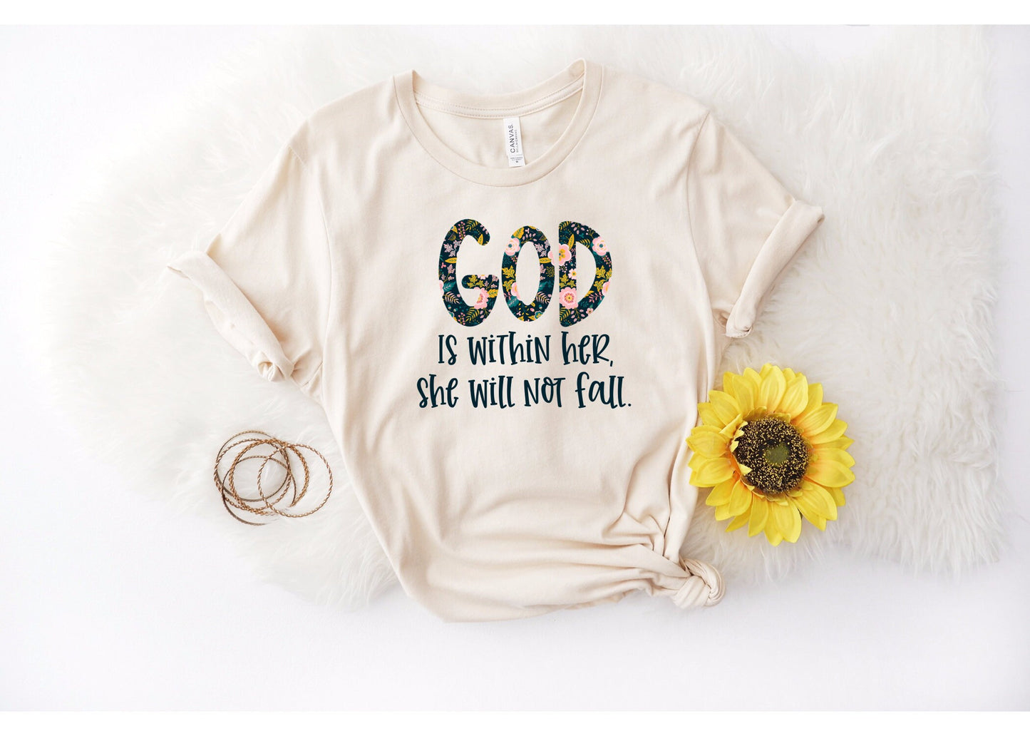 Religion Shirt, Inspirational Shirt, God is Within Her She Will Not Fall, Gift for Her, Valentines Shirt, Christian Shirt, God, Motivation