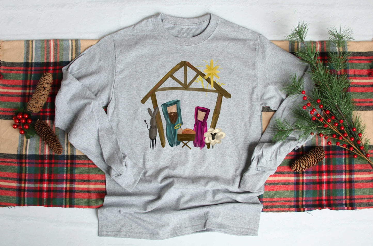 Christmas shirt, Nativity scene shirt, O Holy Night Christmas Shirt, Nativity Shirt, Long Sleeve, Long Sleeve Christmas, T-Shirt, Unisex