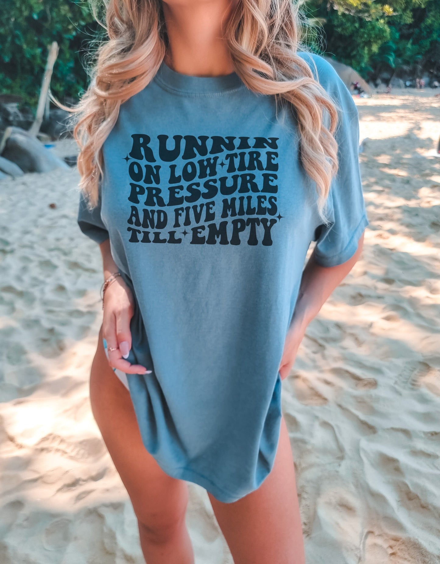 Running On Low Tire Pressure and Five Miles to Empty, Comfort Color Tshirt, Mom Shirt, Lounge Comfort Shirt, Overworked, Funny Graphic Tee