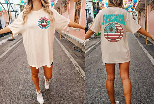 Retro America Shirt, Comfort Color Oversized Tshirt, July 4th,  Beach Shirt, Lounge Comfort Shirt, Weekend Lake Shirt, Funny Graphic Tee