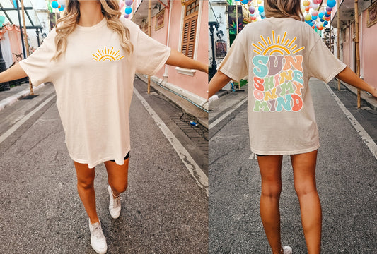 Retro Sun Shine On My Mind Shirt, Comfort Color Oversized Tshirt, Beach Shirt, Lounge Comfort Shirt, Weekend Lake Shirt, Funny Graphic Tee