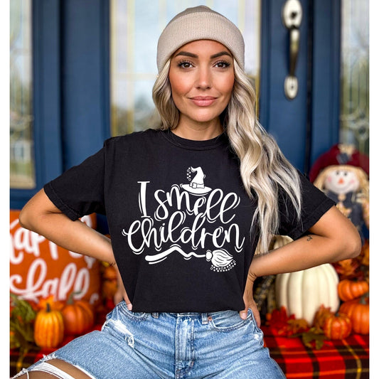 I Smell Children, Color Comfort Color Halloween Shirt, Oversized Comfort Color Tee, Funny Graphic T-shirt, Witch Sisters, Fall Shirt, Witch