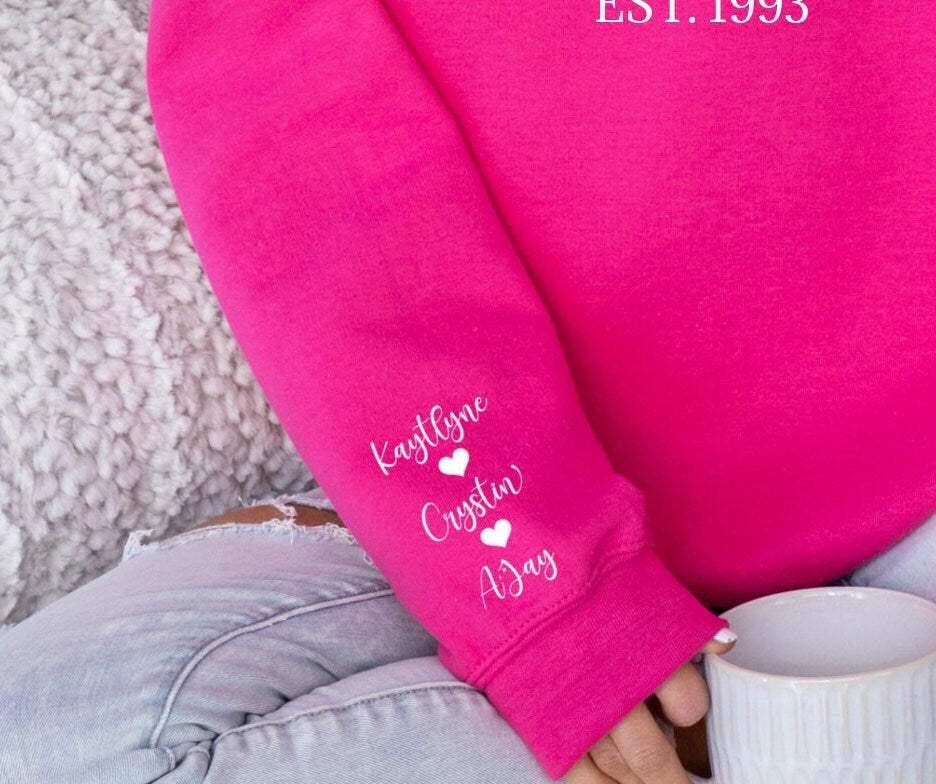 Mom Established Sweatshirt, Oversized Sweatshirt, Valentine Shirt For Ladies, Valentines Day Tee, Valentine's Day Shirts, Women's Valentine