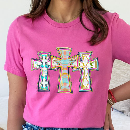 Cross Easter Shirt, Floral Watercolor Cross Shirt, Easter Top, Easter Day shirt, Bunny Tshirt, Cute Easter Outfit, Easter Egg Hunting Shirt