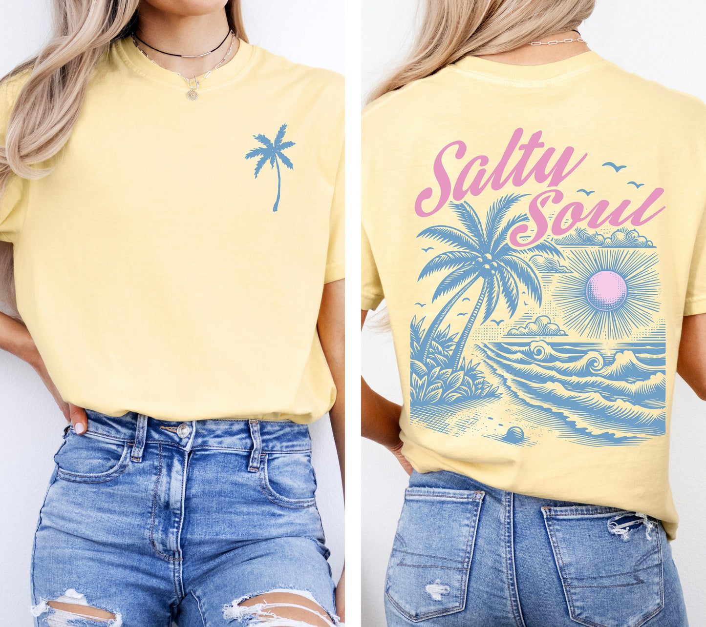 Salty Soul Oversized Comfort Colors Shirt – Perfect Beach & Lounging Tee - Weekend Vibes - Coastal Chic - Soft Cotton Shirt – Beach Graphic