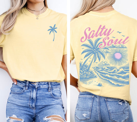 Salty Soul Oversized Comfort Colors Shirt – Perfect Beach & Lounging Tee - Weekend Vibes - Coastal Chic - Soft Cotton Shirt – Beach Graphic