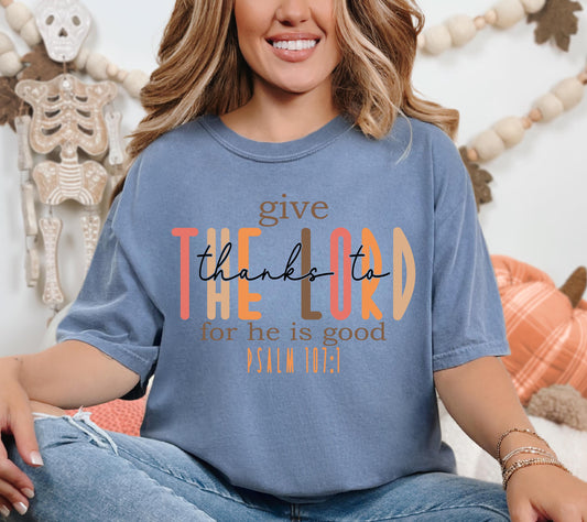 Give Thanks Fall Thanksgiving Shirt, Color Comfort Color Shirt, Oversized Comfort Color Tee, Fall Graphic T-shirt, Fall Shirt, Religion Fall