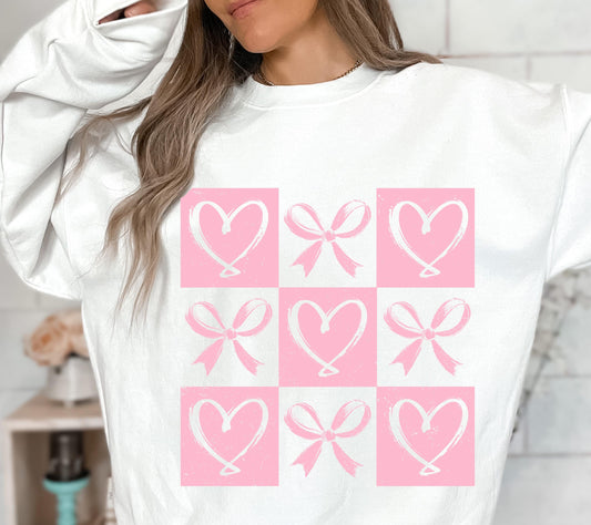 Valentine’s Day Sweatshirt, Hearts and Bows Valentine’s Shirt, Cute Valentines Day Tee, Preppy Valentines Shirt, Trendy Graphic Tee, Gift