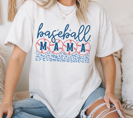 Leopard Baseball Mama Shirt | Leopard Baseball Mom Tee | Game Day Baseball Fan Shirt (color ink)