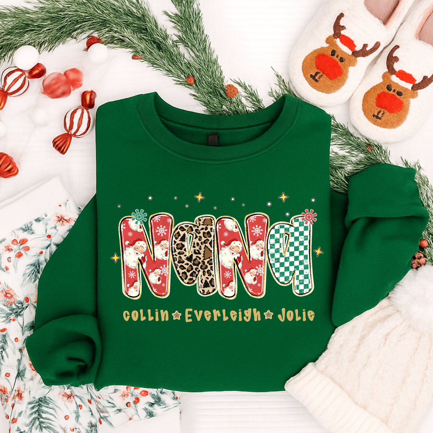 Personalized Nana Christmas Shirt, Sweatshirt & Hoodie – Custom Grandma Holiday Design for Adults