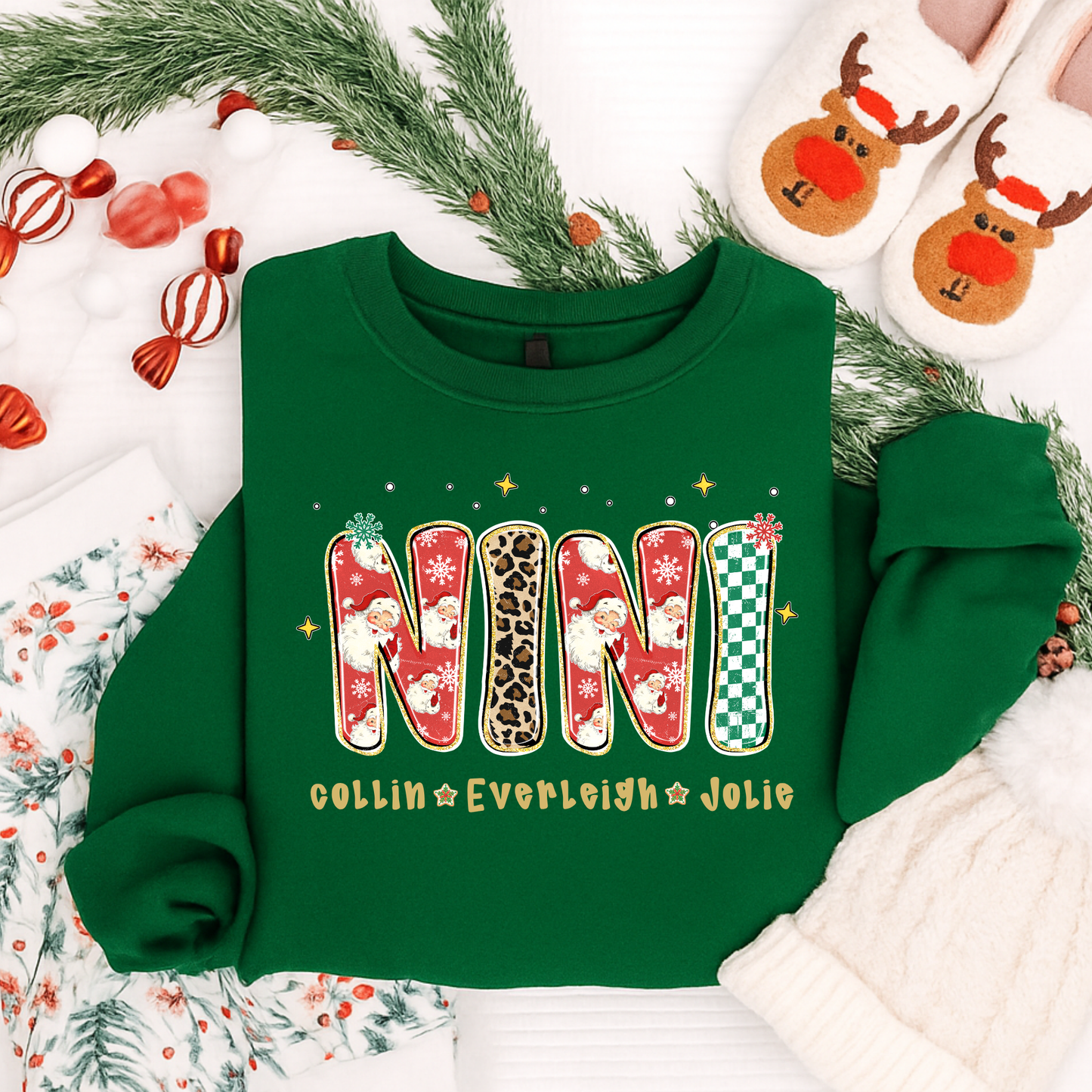 Personalized Nini Christmas Shirt, Sweatshirt & Hoodie – Custom Grandma Holiday Design for Adults