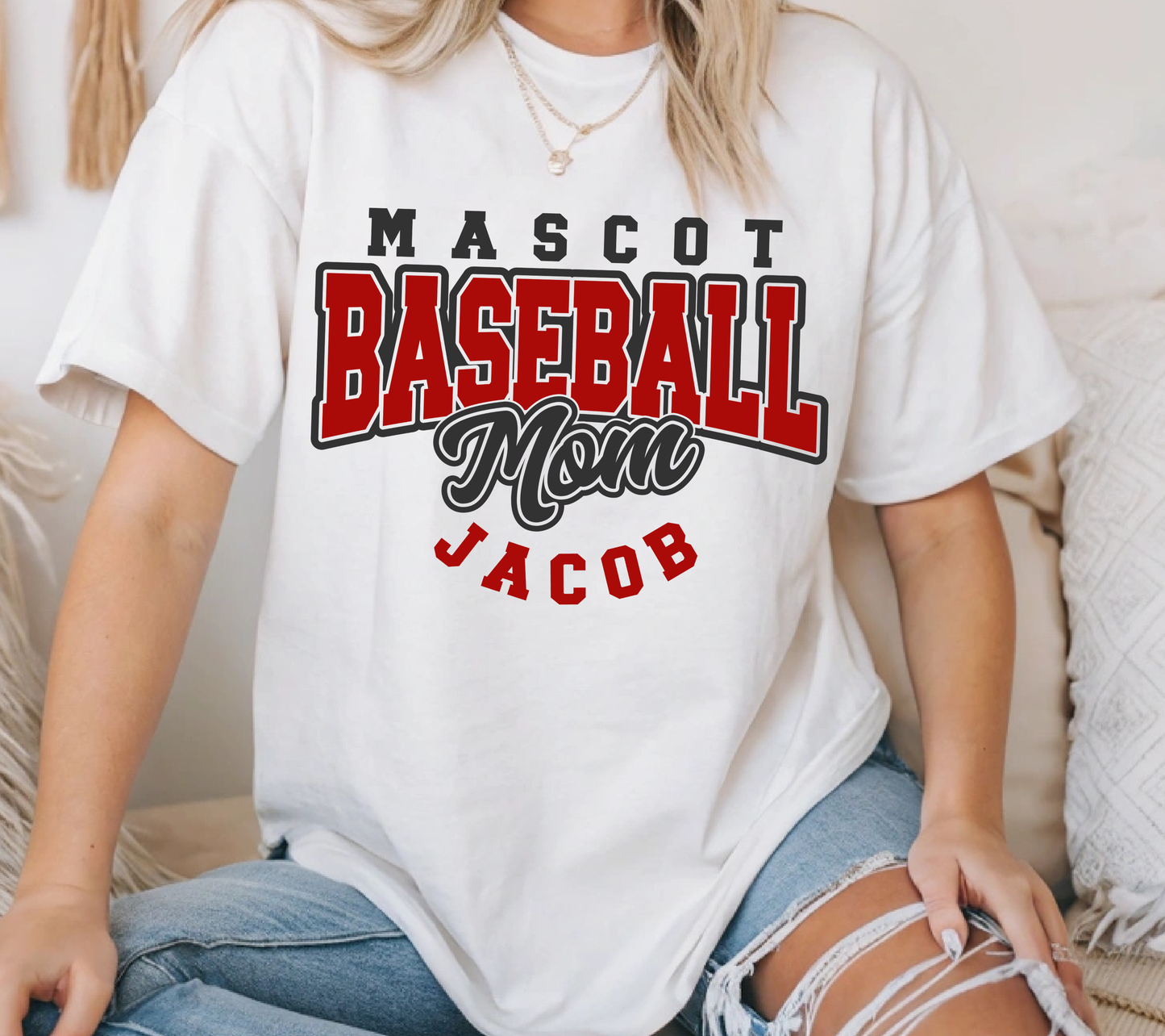 Personalized Baseball Mom Shirt | Custom Mascot & Player Name Game Day Tee