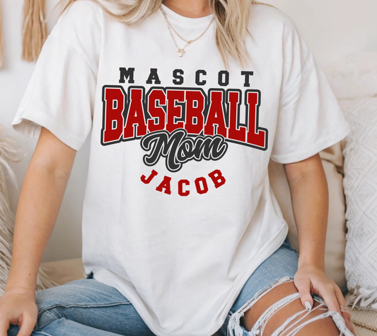 Personalized Baseball Mom Shirt | Custom Mascot & Player Name Game Day Tee