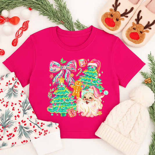 Retro Santa & Christmas Trees Shirt, Sweatshirt & Hoodie – Vintage Holiday Design for Kids & Adults