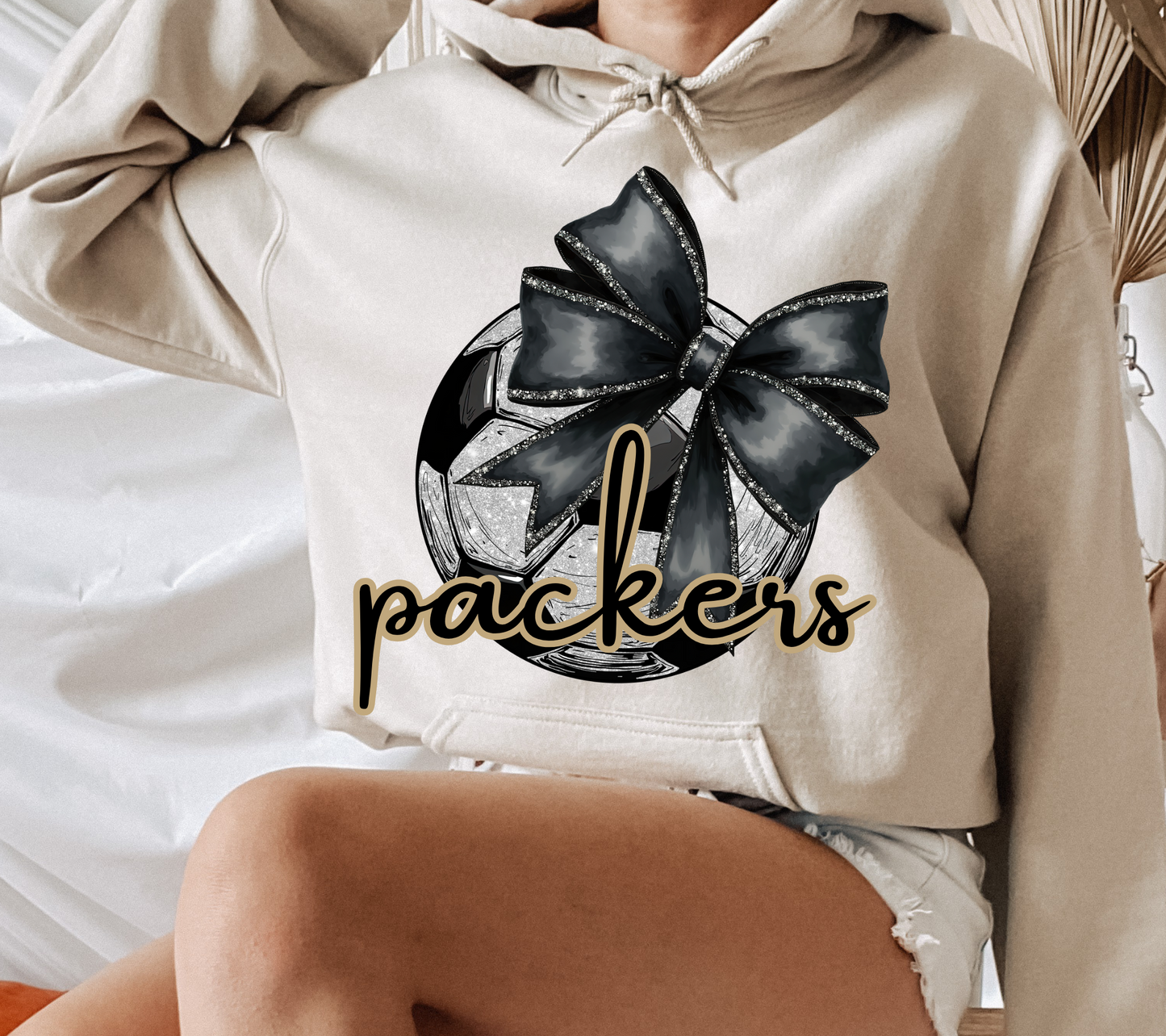 Adult Colquitt County Packers Soccer Season Soccer Ball Glitter Bow Packers Hoodies